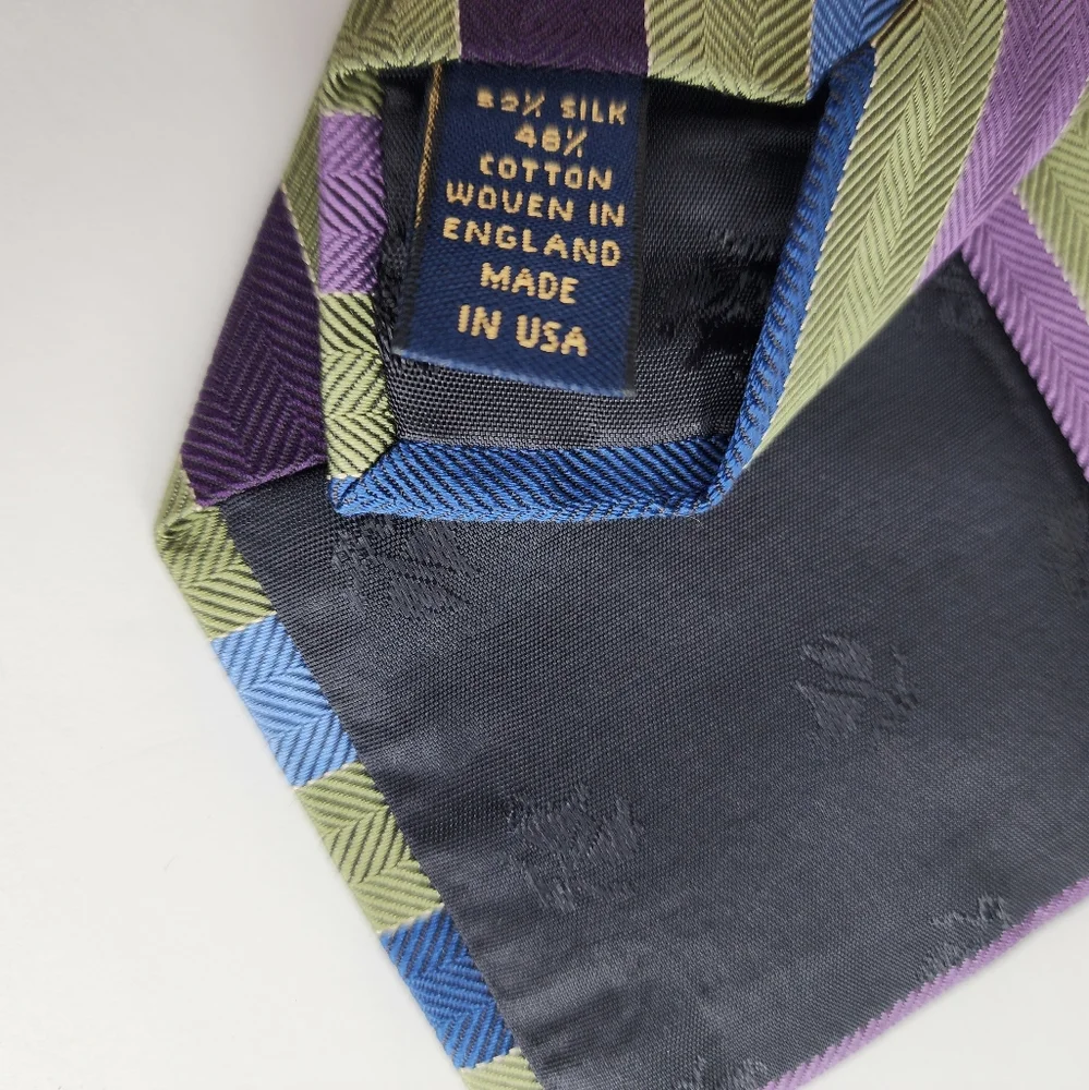 BROOKS BROTHERS MAKERS Green, Blue,Purple Stripe Tie.